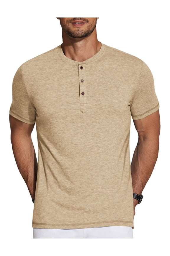 Men's Casual Shirts Button Down Short Sleeve Henley Basic Summer Solid T Shirts