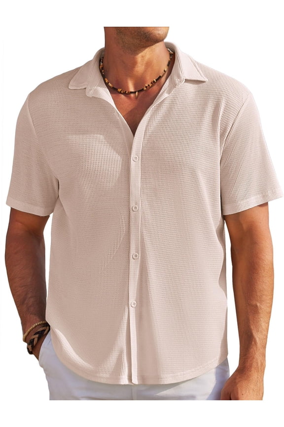 Men's Casual Button Down Shirts Short Sleeve Regular Fit Summer Beach Tops