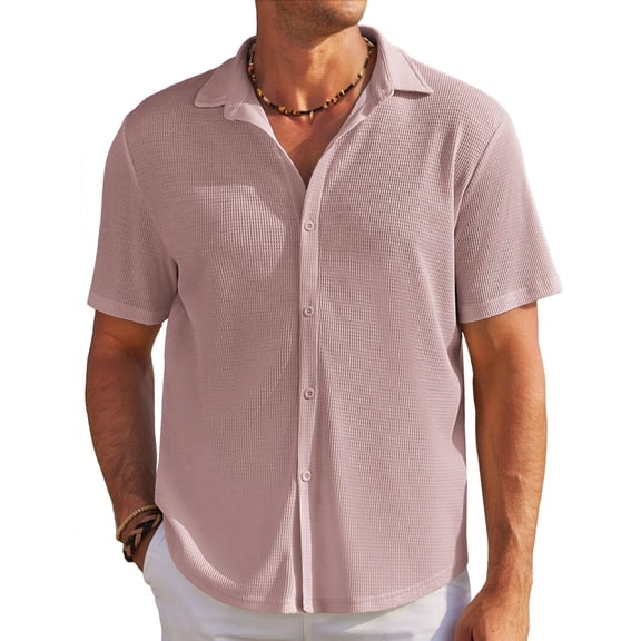 COOFANDY Men's Casual Button Down Shirts Short Sleeve Casual Stylish Vintage Shirts