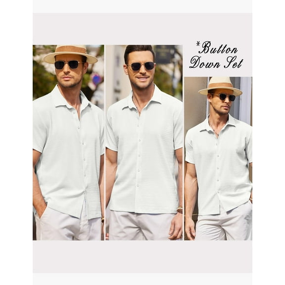 COOFANDY Men's Camp Shirts Casual Lightweight Beach Button up Short Sleeve Shirt
