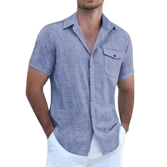 COOFANDY Men's Cool Linen Cotton Short Sleeve Shirt, Casual Button Down Shirt for Beach Summer Wedding Daily