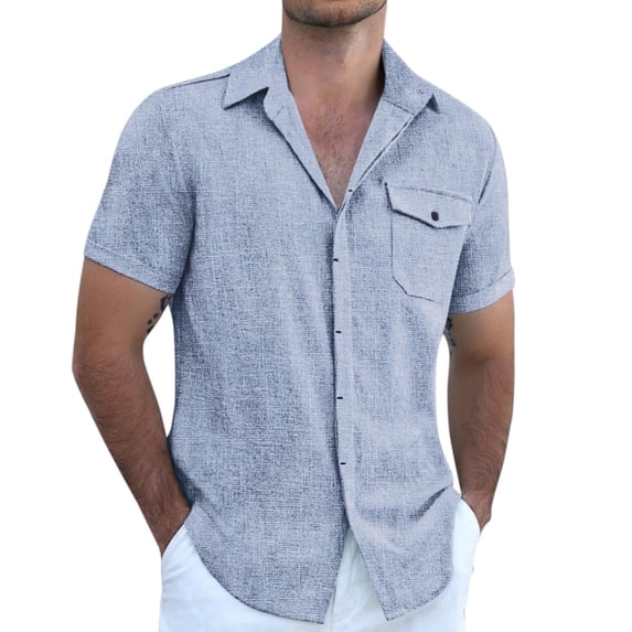 COOFANDY Men's Cool Linen Cotton Short Sleeve Shirt, Casual Button Down Shirt for Beach Summer Wedding Daily