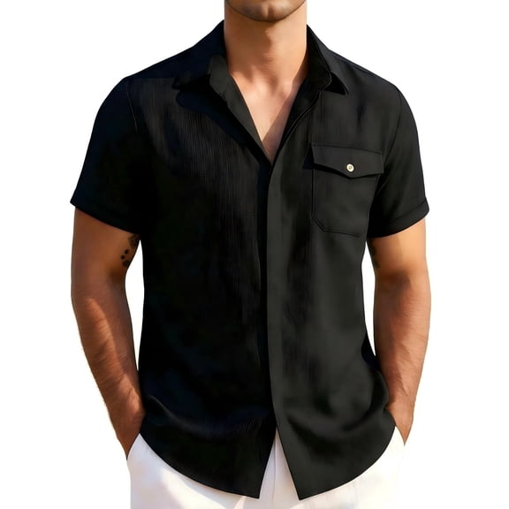 COOFANDY Men's Cool Linen Cotton Short Sleeve Shirt, Casual Button Down Shirt for Beach Summer Wedding Daily