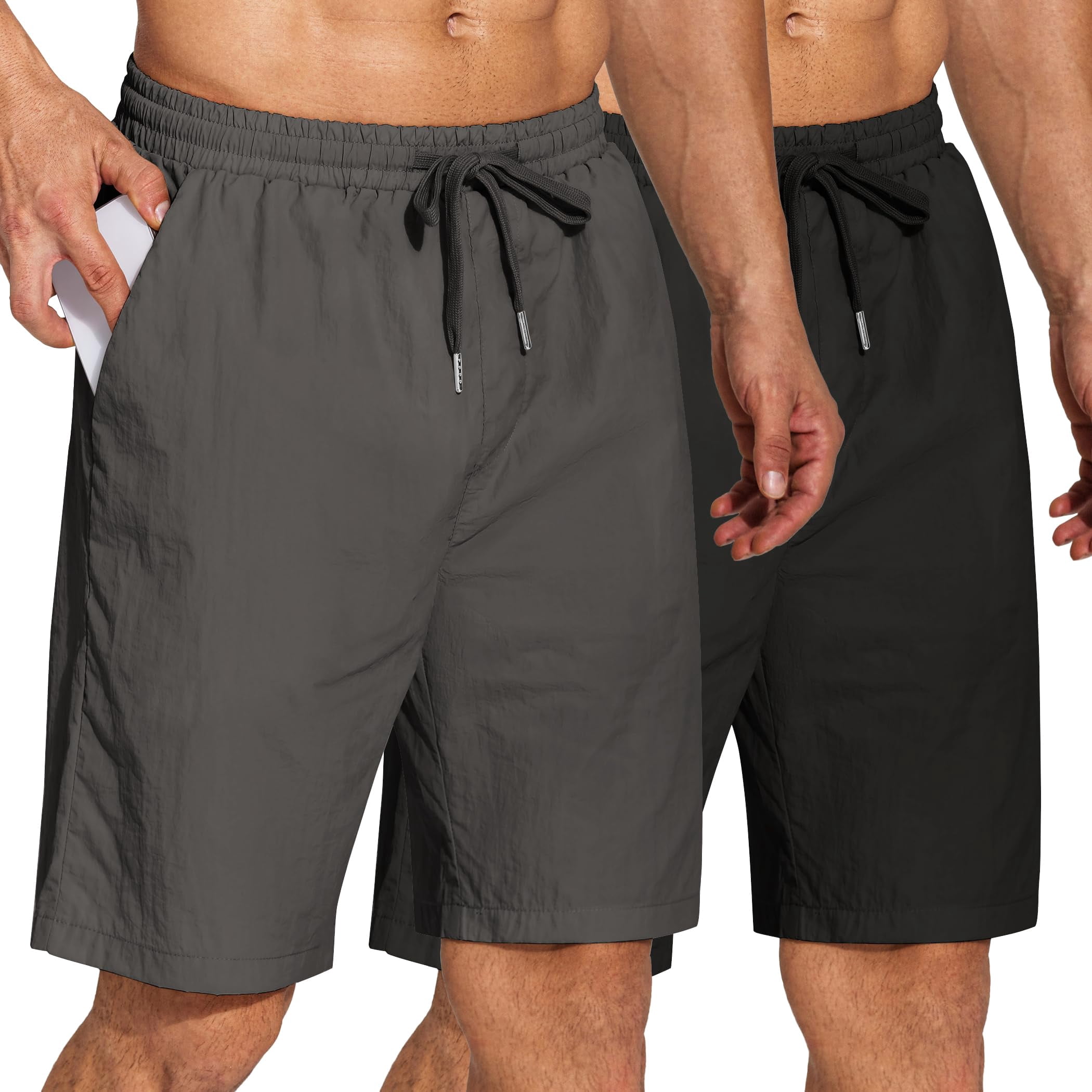 COOFANDY Men's Casual Shorts 2 Piece 8 Inch Inseam Elastic Waist Cool ...