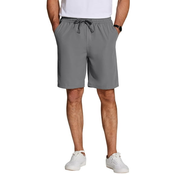 COOFANDY Men's Flat Front Shorts Casual Classic Fit 7" Elastic Waist Drawstring Walking Shorts with Pockets