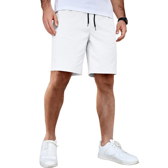 COOFANDY Men's Cotton Drawstring Shorts Lightweight Stretch Chino Shorts Casual Flat Front Golf Shorts