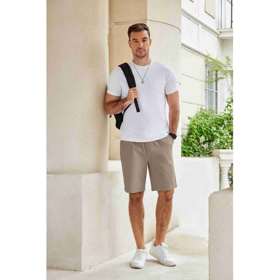 COOFANDY Men's Casual Shorts Cotton Elastic Waist Drawstring Shorts Lightweight Summer Beach Shorts