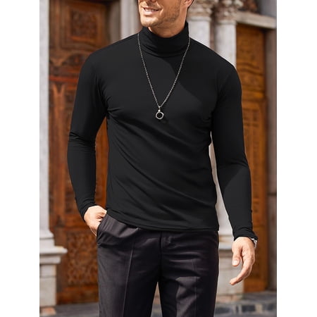 COOFANDY Men's Casual Slim Fit Turtleneck T Shirts Lightweight Basic Cotton Pullovers