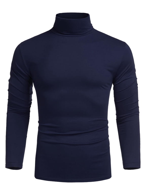 Men's Casual Slim Fit Turtleneck T Shirts Lightweight Basic Cotton Pullovers