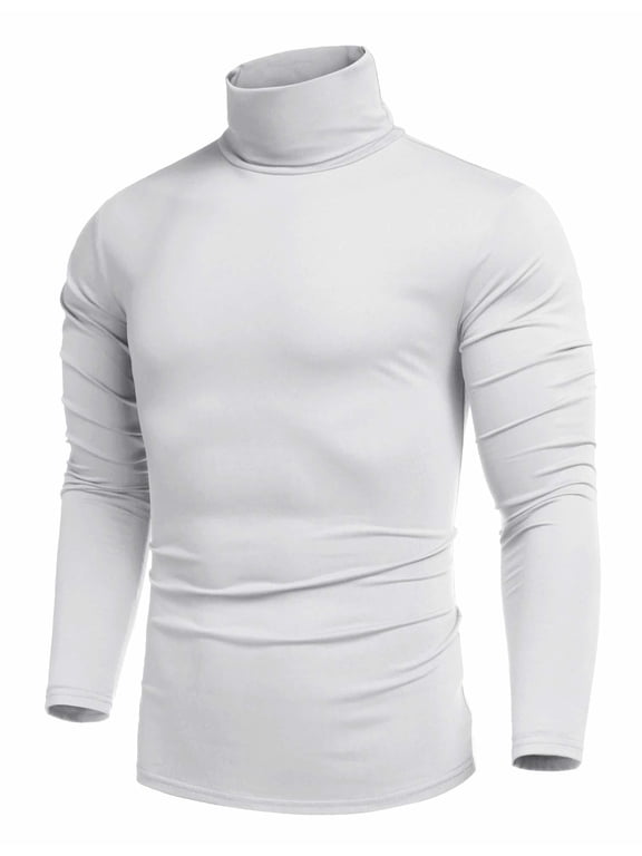 Men's Cotton Slim Fit Basic Turtleneck Long Sleeve Lightweight Pullover Sweaters Casual High Neck Tops
