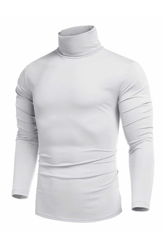 Men's Cotton Slim Fit Basic Turtleneck Long Sleeve Lightweight Pullover Sweaters Casual High Neck Tops