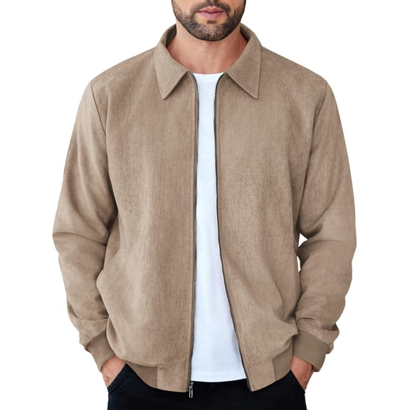 COOFANDY Men's Faux Suede Jacket Lightweight Softshell Flight Bomber Jacket