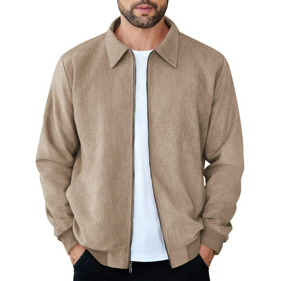 COOFANDY Men's Faux Suede Jacket Lightweight Softshell Flight Bomber Jacket