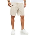 thumbnail image 1 of COOFANDY Mens Casual Elastic Waist Shorts Linen Summer Beach 9 Inch Inseam Stretch Waistband Shorts, 1 of 7