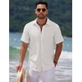 thumbnail image 1 of COOFANDY Men's Linen Beach Casual Shirts Button Down Short Sleeve Shirt Summer Wedding Shirt Slim Fit Shirts, 1 of 8