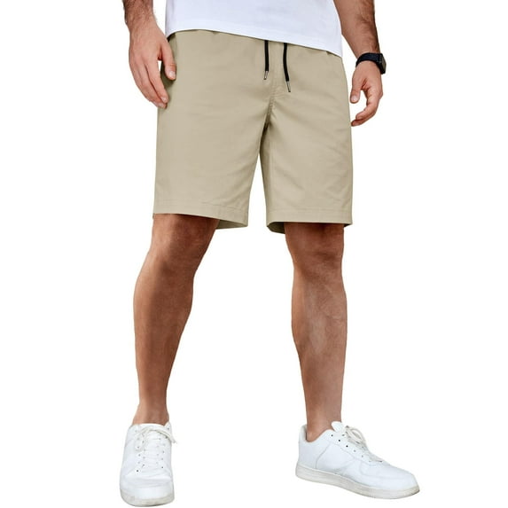COOFANDY Men's Cotton Drawstring Shorts Lightweight Stretch Chino Shorts Casual Flat Front Golf Shorts