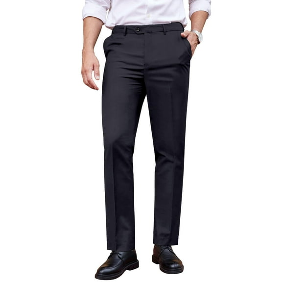COOFANDY Men's Classic Fit Dress Pants Flat Front Straight Formal Pants Wrinkle Free Expandable Waist Suit Pants