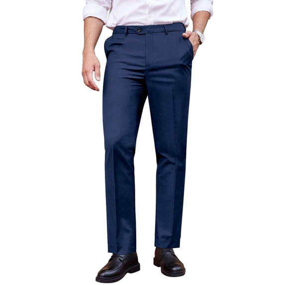 COOFANDY Men's Classic Fit Dress Pants Flat Front Straight Formal Pants Wrinkle Free Expandable Waist Suit Pants