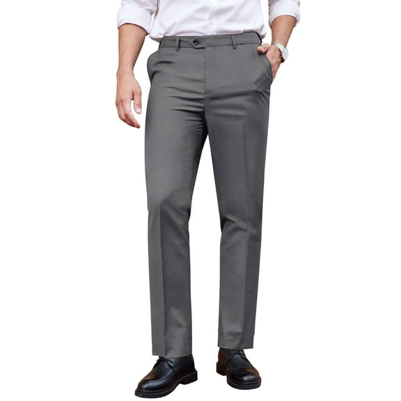 COOFANDY Men's Classic Fit Dress Pants Flat Front Straight Formal Pants Wrinkle Free Expandable Waist Suit Pants