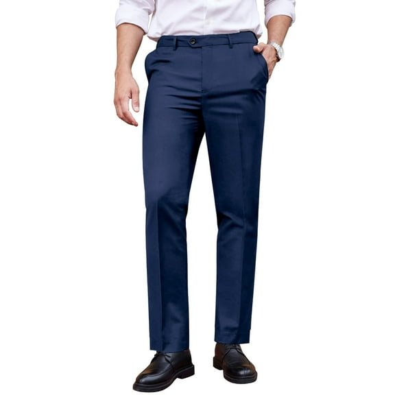 COOFANDY Men's Classic Fit Dress Pants Flat Front Straight Formal Pants Wrinkle Free Expandable Waist Suit Pants