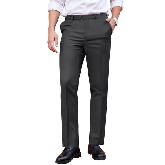 COOFANDY Men's Classic Fit Dress Pants Flat Front Straight Formal Pants Wrinkle Free Expandable Waist Suit Pants