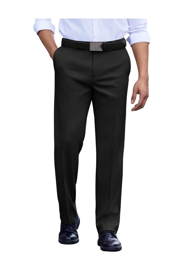 Men's Classic Fit Dress Pants Flat Front Straight Stylish Wrinkle Free Expandable Waist Suit Pants