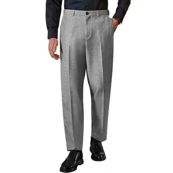 COOFANDY Men's Classic-Fit Expandable-Waist Flat-Front Dress Pant 32W30L Gray