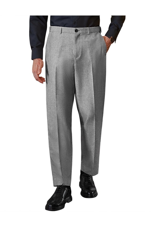 Men's Classic-Fit Expandable-Waist Flat-Front Dress Pant 32W30L Gray