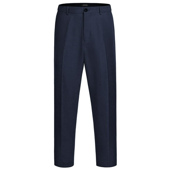 COOFANDY Men's Classic-Fit Expandable-Waist Flat-Front Dress Pant 34W29L Blue