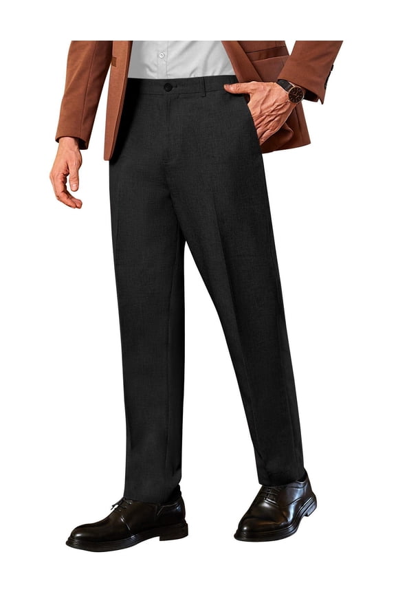 Men Straight Leg Dress Pant Lightweight Elastic Waist Pant with Pockets