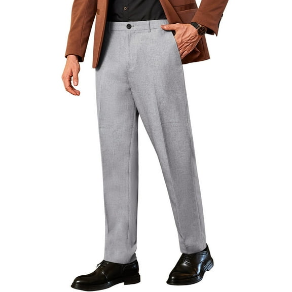 COOFANDY Men Straight Leg Dress Pant Lightweight Elastic Waist Pant with Pockets