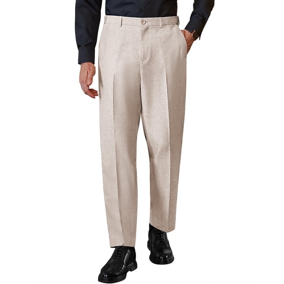 COOFANDY Men Straight Leg Dress Pant Lightweight Elastic Waist Pant with Pockets