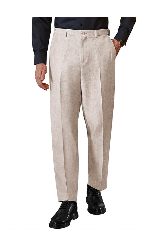 Men's Classic-Fit Expandable-Waist Flat-Front Dress Pant 42W34L Brown