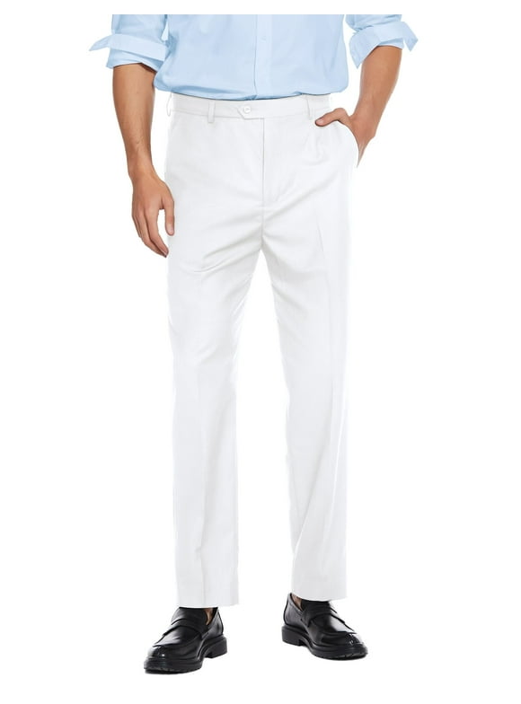 Men's Classic Fit Flat Front Dress Pants No Iron Premium Casual Pants