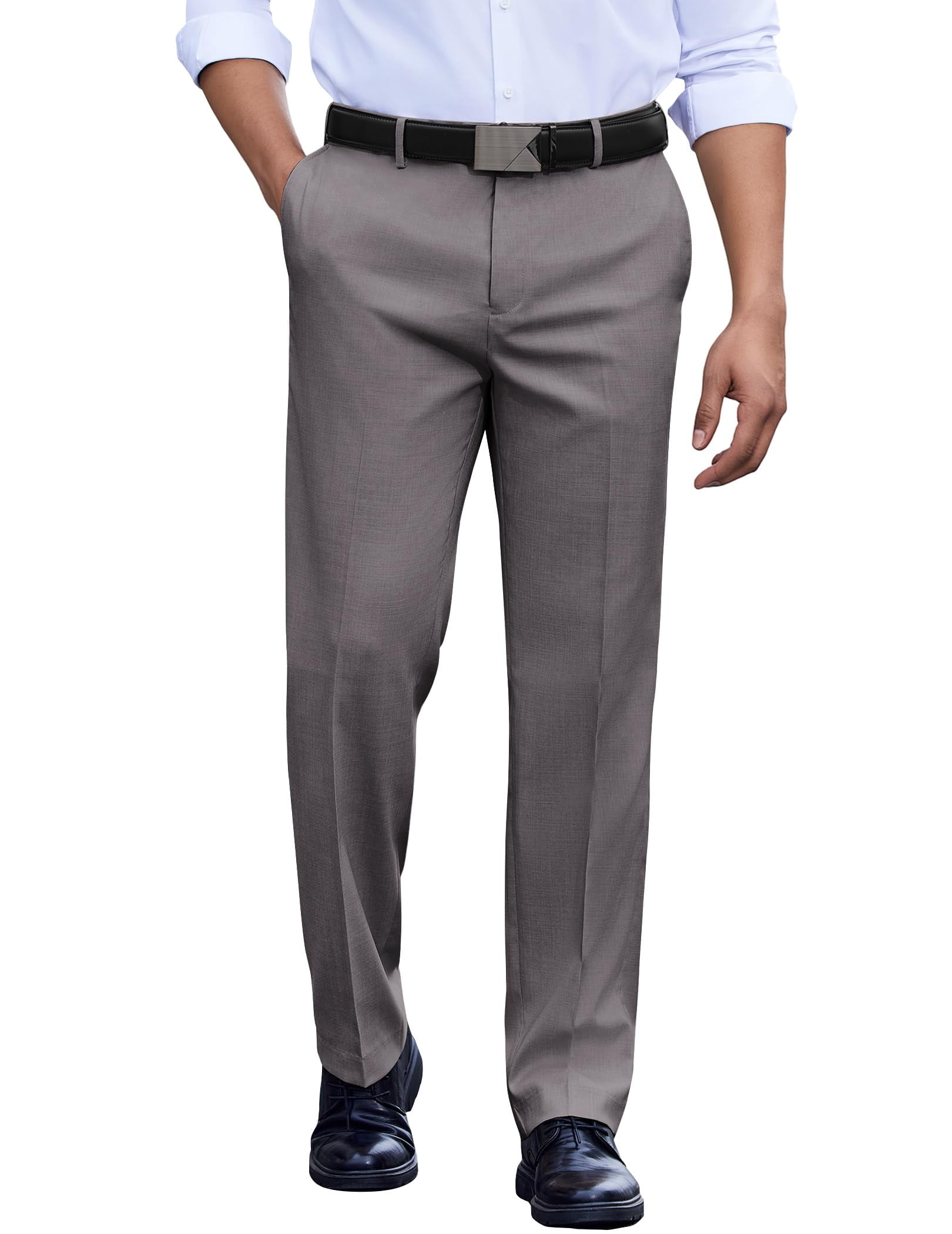 COOFANDY Men's Classic Fit Flat Front Dress Pants No Iron Premium ...