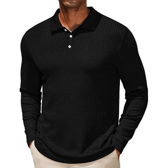 COOFANDY Men's Classic Polo Shirt Casual Knit Long Sleeve Polo Shirts Lightweight Polos