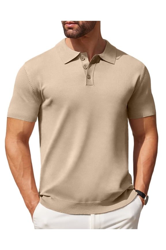 Men's Classic Polo Shirt Casual Knit Short Sleeve Polo Shirts