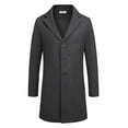 thumbnail image 1 of COOFANDY Men's Classic Wool Blend Peacoat - Winter Trench Style, Notched Lapel, Single Breasted with Pockets, 1 of 6