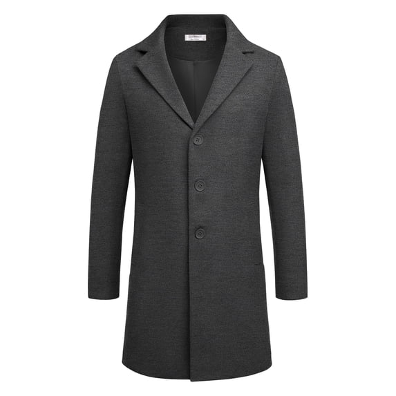 COOFANDY Men's Classic Wool Blend Peacoat - Winter Trench Style, Notched Lapel, Single Breasted with Pockets