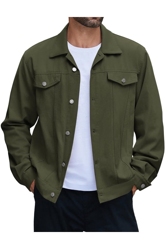 Men's Cotton Denim Jacket Lightweight Trucker Western Jackets Casual Fashion Jean Coat