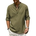 thumbnail image 1 of Coshow Men's Cotton Henley Shirt Long Sleeve Hippie Casual Beach T Shirts, 1 of 7