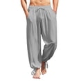thumbnail image 1 of COOFANDY Men's Cotton Linen Pants Casual Yoga Harem Pants Beach Baggy Hippie Boho Pants, 1 of 6