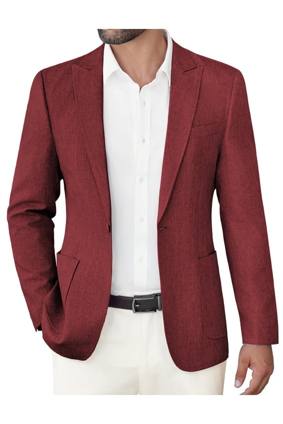 Men's Cotton Linen Suit Jackets Business Casual Blazer Stylish Regular Fit Sport Coat