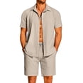 thumbnail image 1 of COOFANDY Men's Cotton Linen Set Short Sets Casual Button-Down Shirts Summer Beach Cotton Shorts Fashion Festival Suit, 1 of 4