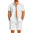 thumbnail image 1 of COOFANDY Men's Cotton Linen Sets Outfits 2 Piece Summer Beach Short Sleeve Button Down Shirts Beachwear Party Outfits, 1 of 4