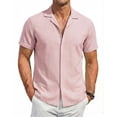 thumbnail image 1 of COOFANDY Men's Cotton Shirts Short Sleeve Button Down Shirts Casual Beach Summer Cuban Collar Shirt, 1 of 6
