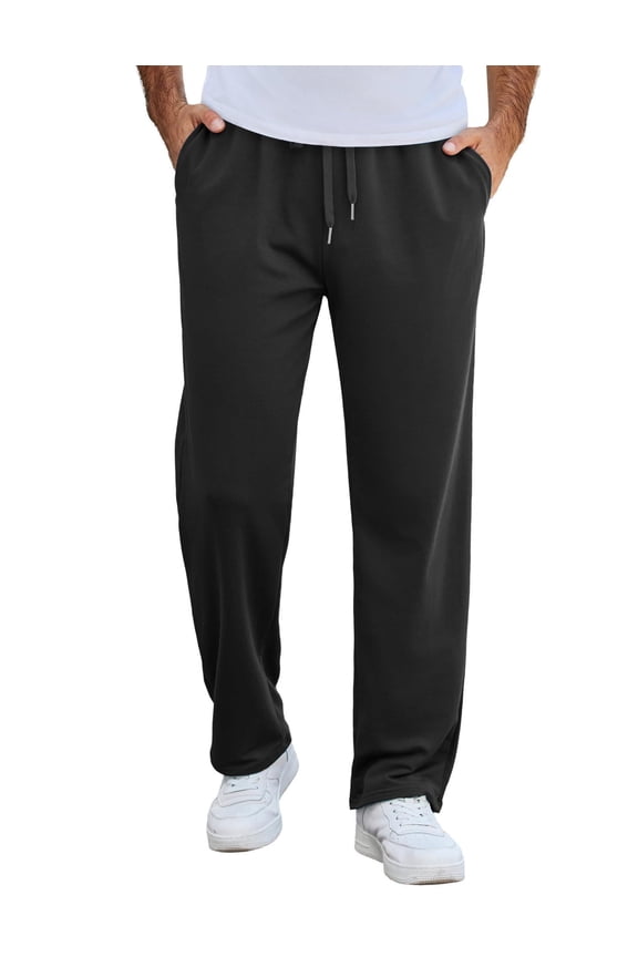 Men's Cotton Sweatpants Open Bottom Jogging Pants Casual Jersey Pants with Pockets