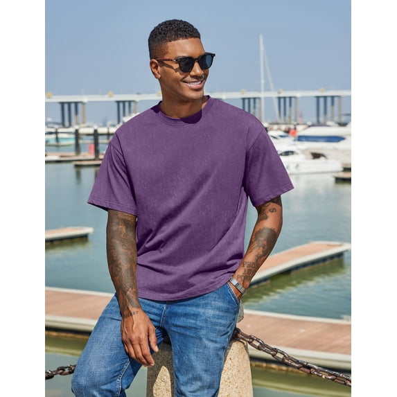 COOFANDY Men's Cotton T-Shirts Oversized Shirt Short Sleeves Streetwear Loose Fit Summer Tee Tops Washed Basic Unisex Shirts