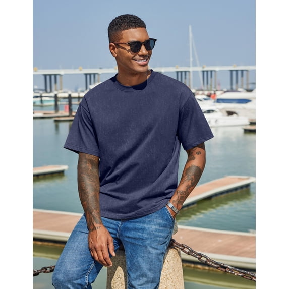 COOFANDY Men's Cotton T-Shirts Oversized Shirt Short Sleeves Streetwear Loose Fit Summer Tee Tops Washed Basic Unisex Shirts