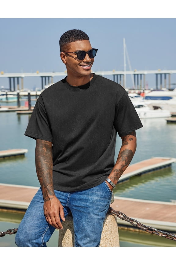 Men's Cotton T-Shirts Oversized Shirt Short Sleeves Streetwear Loose Fit Summer Tee Tops Washed Basic Unisex Shirts